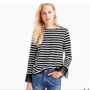 J.Crew Striped Tulle Sleeve Top